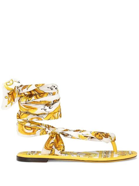 thong sandals with majolica pattern